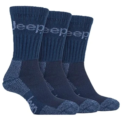 Image of Jeep 3 Pairs Mens Terrain boot socks UK 6 11 EUR 39 45 (Navy/Sky)