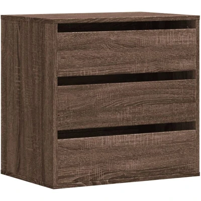 Image of vidaXL Corner Chest of Drawers Brown Oak Engineered Wood Side Drawer Cabinet with 3 60x41x58 cm Home/Office/Bedroom Storage