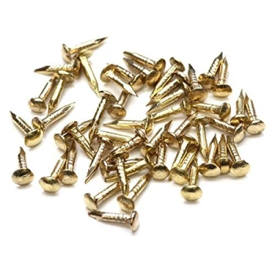 Image of MyTinyWorld Pack of 50 Dolls House Miniature 1:12th Scale Brass Nails