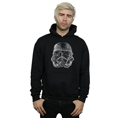 Image of Star Wars Men&#039;s Stormtrooper Scribble Helmet Hoodie Black Large