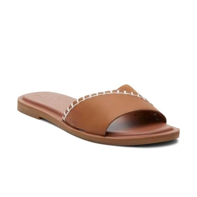 Image of TOMS Women&#039;s Shea Slide Sandal, Tan Leather/Suede, 7 UK
