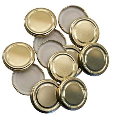 Image of Pack of 12 Replacement 82mm Twist On Jam Jar Lids Gold (Choice Colours)