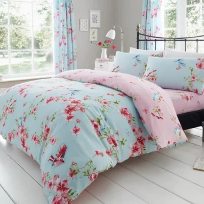 Image of GC GAVENO CAVAILIA King Size Duvet Cover With Pillow Cases Polycotton Quilt Bed Set Flower Bedding Blue