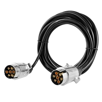 Image of AGRISHOP 7pin Trailer Board Extension Lead 6m Working Length with 2x7pin Metal Alloy Plugs Connector,12v Lighting Straight Cable for Towing Caravan Vehicle