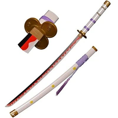 Image of KOGUMA One Piece Roronoa Zoro Cosplay Wooden Yama Enma Swords Replica Props 103.5cm (White)