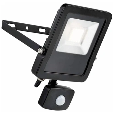 Image of Surge Matt Black 30W Weatherproof Outdoor Security Light Flood Lights LED with Motion Activated PIR Cool White 4000K IP44 Rated