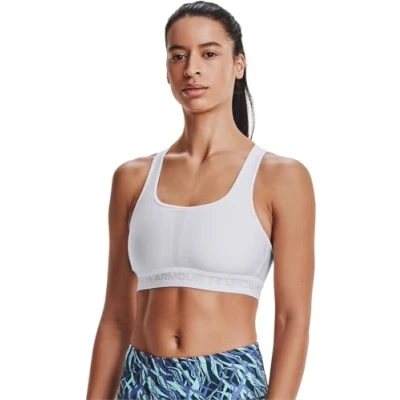 Image of Under Armour Womens Medium Support Crossback Sports Bra Top White 3XL