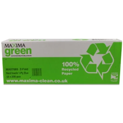 Image of Maxima CPD43177 Z Fold Hand Towel, Pack of 15, Blue