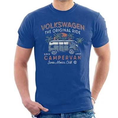 Image of Volkswagen The Original Ride Campervan Men&#039;s T Shirt Royal Blue