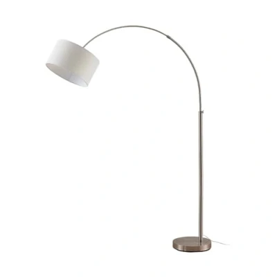 Image of Floor Lamp &#039;Railyn&#039; (Modern) in White Made of Textile for e.g. Living Room &amp; Dining (1 Light Source, E27) from Lindby Standard Lamp, Arc Lamps