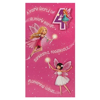 Image of Hallmark 4th Birthday Card For Her &#039;With Badge&#039; Medium Slim [Old Model]
