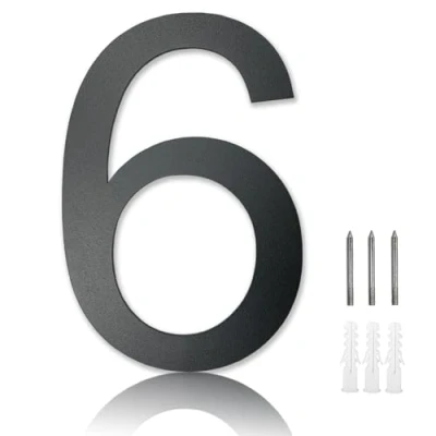 Image of MOLVCE Stainless Steel Door Numbers, 8 inch Modern House Floating Signs for Outside, Number Sign Screw On Home, Address, Store, Font Arial, Anthracite Gray 6/9