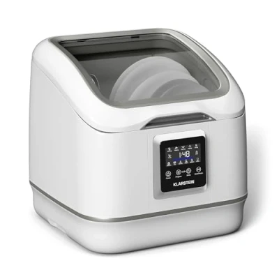 Image of Klarstein SilentScrub Tabletop Dishwasher Compact &amp; Portable Countertop with 3 Place Settings, 7 Wash Programs, Digital Touchscreen, Quiet 55 dB, No Installation Needed