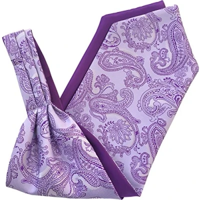 Image of Men&#039;s Paisley Satin Self Tie Ascot Cravat (Lilac &amp; Purple)