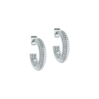 Image of Ted Baker Dotetta Dotty Hoop Earrings For Women (Silver Tone/Plain Metal)