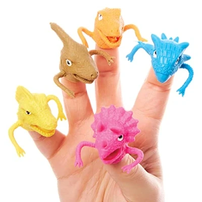 Image of Baker Ross FX671 Dinosaur Finger Puppets Pack of 10, Party Bag Fillers for Kids