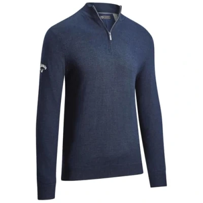 Image of Callaway Golf Mens Merino Wool Windstopper 1/4 Zip Thermal Fleece Pullover Sweater Black Ink XXL