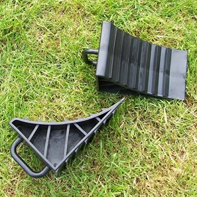 Image of Car Wheel Chocks Rubber Reversing Slip Pads Stoppers Black (2 pcs)