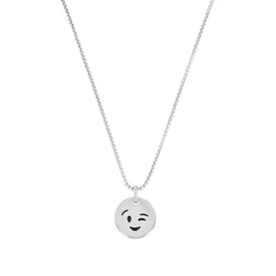 Image of s.Oliver chain with pendant stainless steel boys children necklace, 40+3 cm, silver, smiley, Comes in jewelry gift box, 2034938