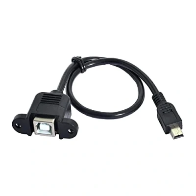 Image of cablecc 5pin Mini USB Male to B Female Panel Mount Type Cable 20cm with Screws