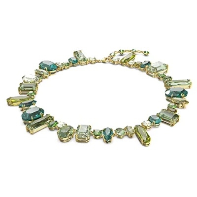 Image of Swarovski Gema Necklace, Green Mixed Cut Crystals in a Gold Tone Plated Setting, from the Collection