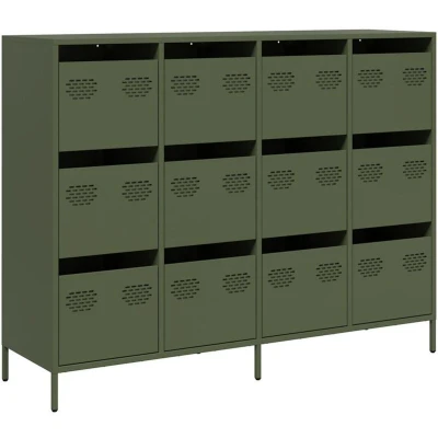 Image of vidaXL Sideboard Olive Green 135x39x103.5 cm Cold rolled Steel