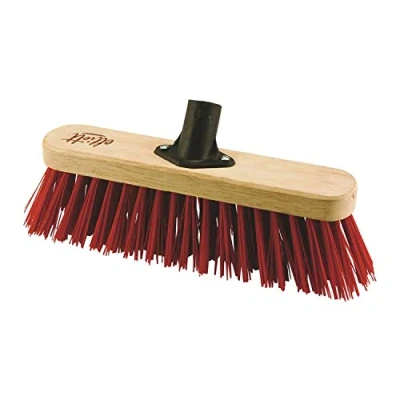 Image of Elliott 29 cm Red PVC Fibre Broom Head with Stiff Synthetic Bristles Heavy Duty, Ideal for outdoor use, Workshops, Warehouses and Gardening