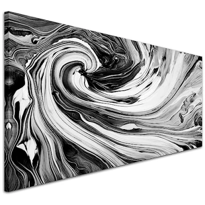 Image of Wallfillers Black White Grey Swirls Modern Abstract Canvas Wall Art Print 1354 118x49cm
