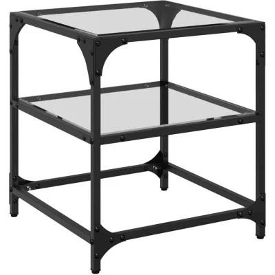 Image of vidaXL Coffee Table with Transparent Glass Top 40x40x45 cm Steel