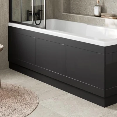 Image of Affine® Traditional 1700 Side Front Panel MDF Bath 15mm, Wooden Panels for Bathroom Baths Soaking Tubs, Adjustable Plinth, Easy to Cut, Black Gloss