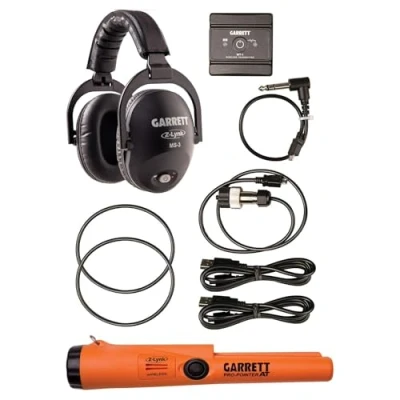Image of Garrett Metal Detectors Gassw Unisex Adult Z Lynk MS 3 Wireless Headphone Kit with Pro Pointer At Orange and Black, One Size Fa