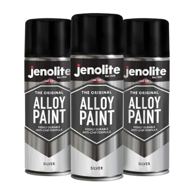 Image of JENOLITE Alloy Wheel Spray Paint Silver 3x400ml for Metal Corrosion and Brake Dust Resistant Restore &amp; Refurbish with Car Motorbike Wheels