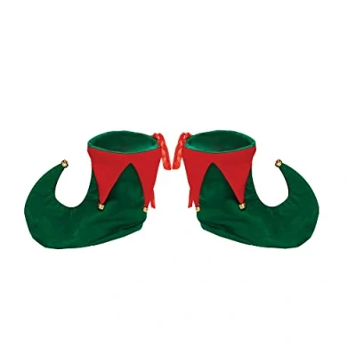 Image of The Fancy Dress® Adults Deluxe Christmas Dress Elf Shoes With Bells (Elf Shoes)