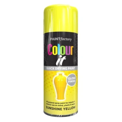 Image of AlezyB 2 x Sunshine Yellow 400ml All Purpose Spray Paint Use on Metal, Wood, Plastic and Multipurpose Aerosol Professional Quality Perfect Finish, for Interior Exterior Excellent Coverage