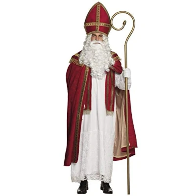 Image of Boland Adult Santa Claus Costume Multi Colour Unisex Red and White Suit, Size L/XL Perfect for Christmas, Carnival, Parties, Cosplay