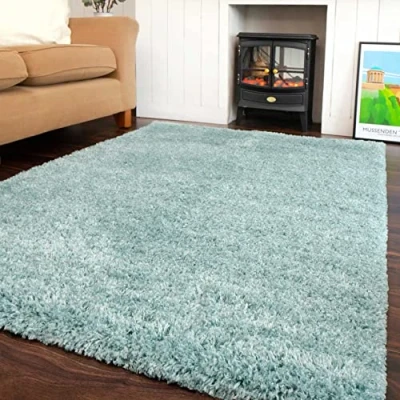 Image of Modern Thick Duck Egg Shaggy Area Rug Duckegg Blue Durable Super Soft Fluffy Shag Rugs Living Room Lounge Bedroom 200cm x 290cm