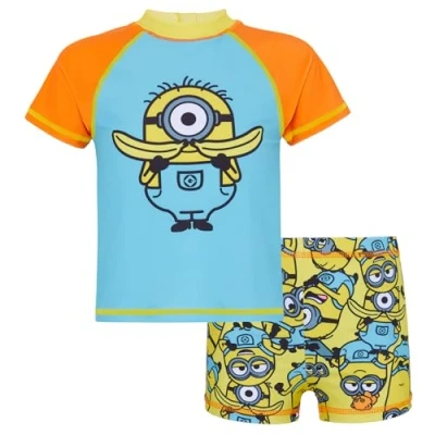 Image of MINIONS 2 Piece Boys Swim Suit Banana 7 8 Yrs Multicoloured