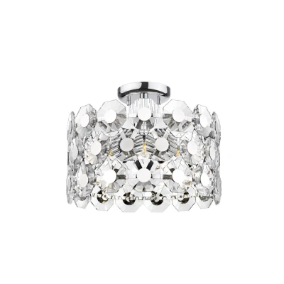 Image of Bahamas 5 Light Semi Flush Ceiling Chrome Crystal
