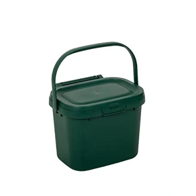 Image of Addis 518250 Everyday Kitchen Food Waste Compost Caddy Bin, 4.5 Litre, Dark Green