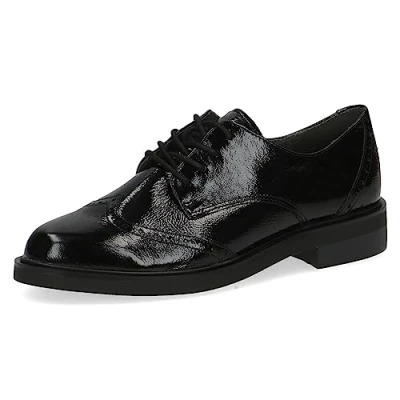 Image of CAPRICE Women&#039;s Lace up 9 23303 43 Oxford Flat, Black Naplak, 6 UK