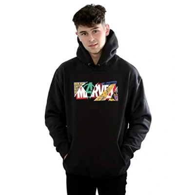Image of Marvel Men&#039;s Collage Logo Hoodie Black Large