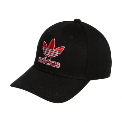 Image of adidas Originals Men&#039;s Icon 2.0 Structured Precurve Snapback Cap, Black/Vivid Red/White, One Size