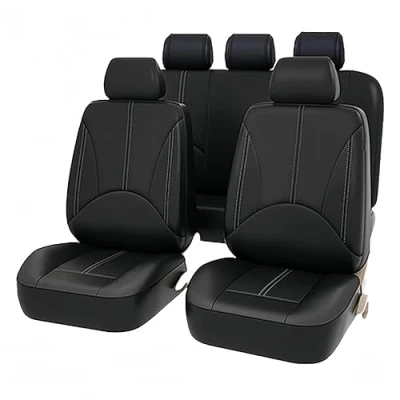 Image of AUTO HIGH 11 Pieces Car Seat Covers Full Set Premium PU Leather Automotive Front and Back Protectors Fits Most Truck Van SUV, Black #1