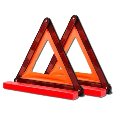 Image of Deflecto Pack of 2 Foldable Warning Triangle, Complies with ECE R27 European Standards, Complete high density plastic case for storage.