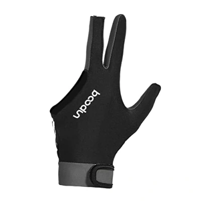 Image of Easnea Billiards Glove 1 PC Snooker Cue Pool Gloves Left Hand Open 3 Finger Spandex Gray L (NFL05422)
