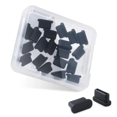 Image of Cable Matters 20 Pack USB C Port Covers in Black (USB Dust Cover, Caps, Anti Protector Plug)