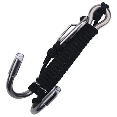 Image of Tbest Diving Hook Double Stainless Steel Reef Drift with Cord replacement for Cave Diving(Black)