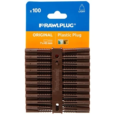 Image of Rawlplug Plastic Plugs (100) Brown (Screw Sizes 10 14)