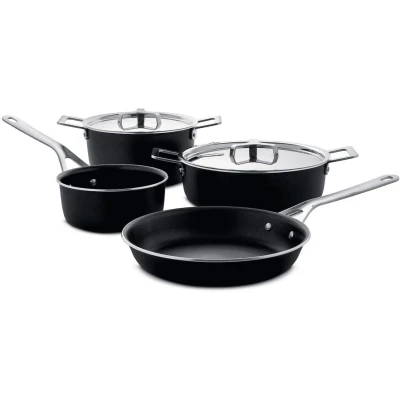 Image of Alessi Pan Set Pots&amp;Pans AJM100S6 A Black 4 Piece by Jasper Morrison