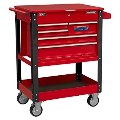Image of Sealey Superline Pro Heavy Duty Mobile Tool &amp; Parts Trolley with 5 Drawers Lockable Top